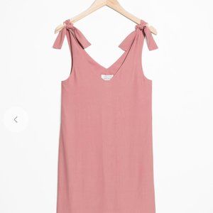 & Other Stories Shoulder Tie Pink Mini Dress
